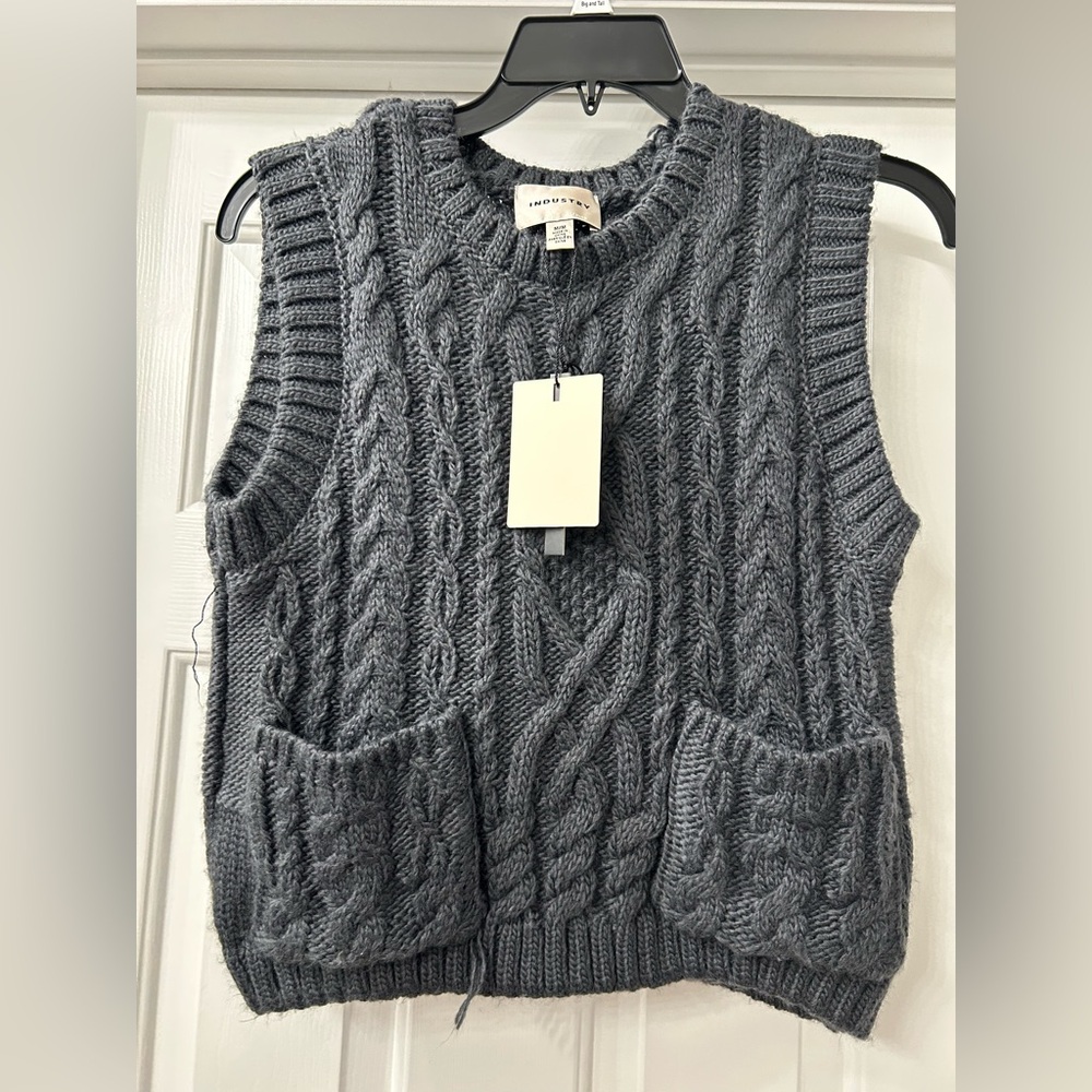 Industry Charcoal Cable Knit Sweater Vest